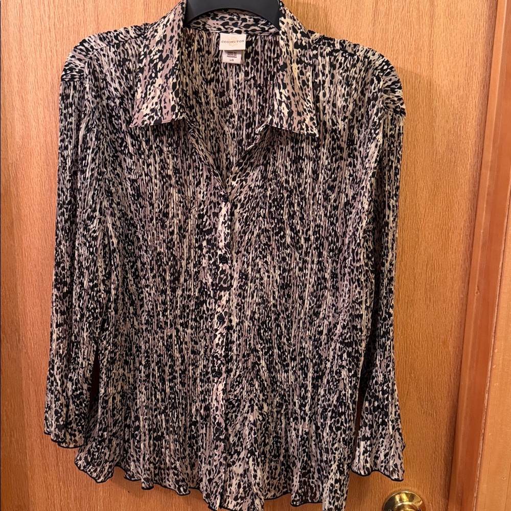 Convington Black and Cream Patterned Blouse